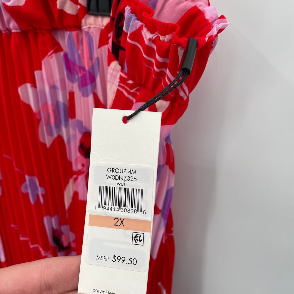 Calvin Klein NWT Floral Print Pull-On High-Low Pleated Skirt // 2X - Picture 4 of 10